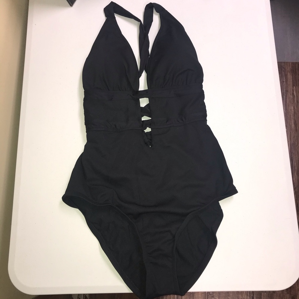 Sexy Ribbed Deep V one piece bathing suit